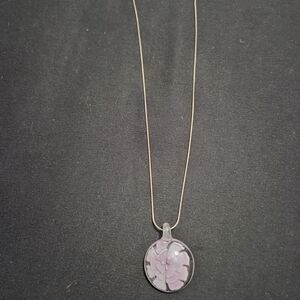 Murano Pink Floral Pendant Necklace